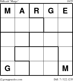 The grouppuzzles.com Difficult Marge puzzle for 