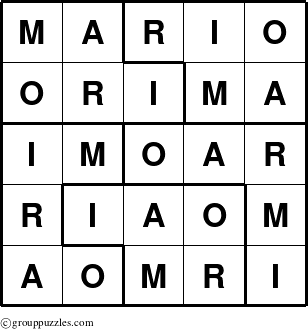 The grouppuzzles.com Answer grid for the Mario puzzle for 