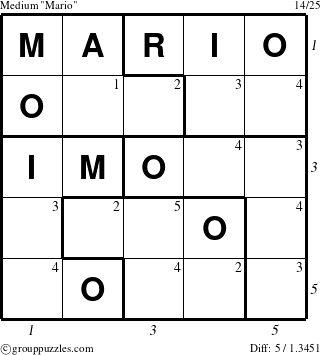 The grouppuzzles.com Medium Mario puzzle for  with all 5 steps marked