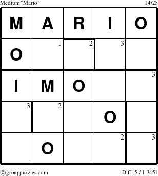 The grouppuzzles.com Medium Mario puzzle for  with the first 3 steps marked