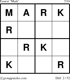 The grouppuzzles.com Easiest Mark puzzle for 