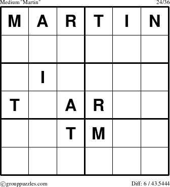 The grouppuzzles.com Medium Martin puzzle for 