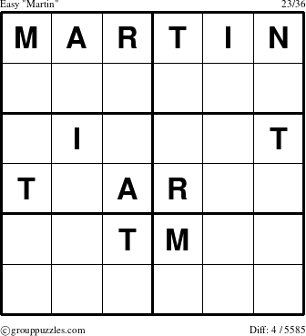 The grouppuzzles.com Easy Martin puzzle for 