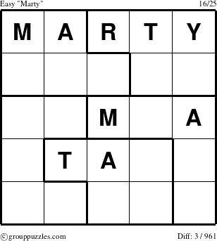 The grouppuzzles.com Easy Marty puzzle for 