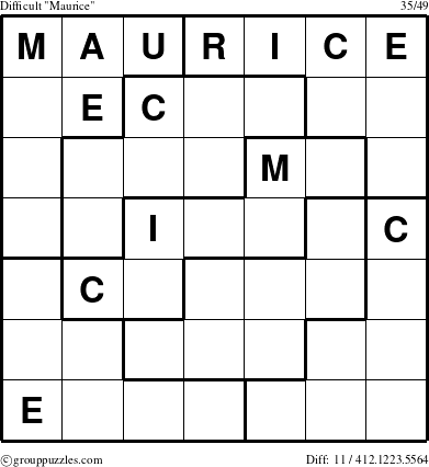 The grouppuzzles.com Difficult Maurice puzzle for 