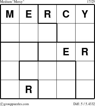 The grouppuzzles.com Medium Mercy puzzle for 