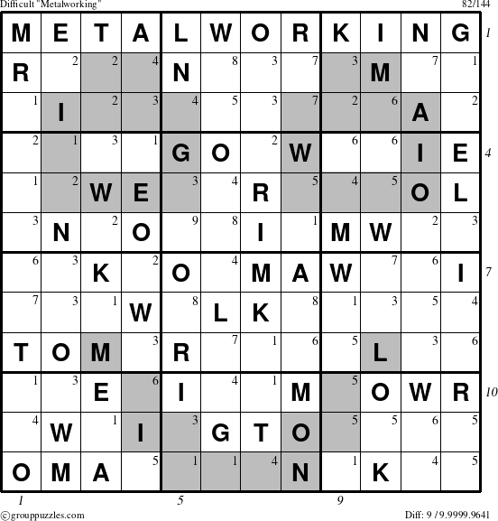 The grouppuzzles.com Difficult Metalworking puzzle for , suitable for printing, with all 9 steps marked