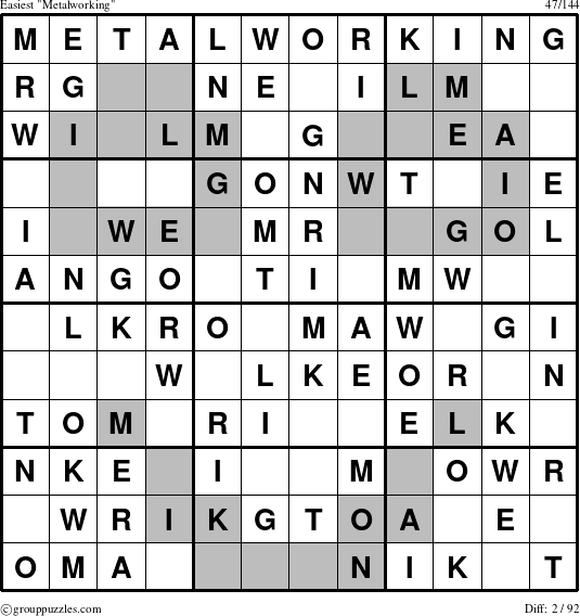 The grouppuzzles.com Easiest Metalworking puzzle for 