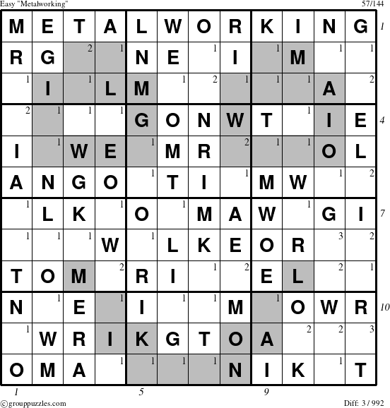 The grouppuzzles.com Easy Metalworking puzzle for , suitable for printing, with all 3 steps marked