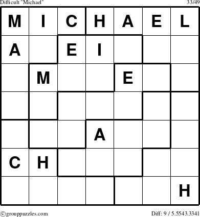 The grouppuzzles.com Difficult Michael puzzle for 