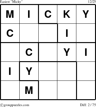 The grouppuzzles.com Easiest Micky puzzle for 