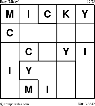 The grouppuzzles.com Easy Micky puzzle for 