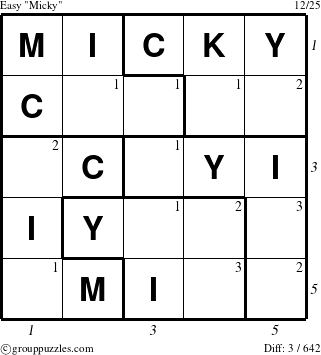 The grouppuzzles.com Easy Micky puzzle for , suitable for printing, with all 3 steps marked