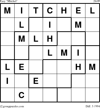 The grouppuzzles.com Easy Mitchel puzzle for 