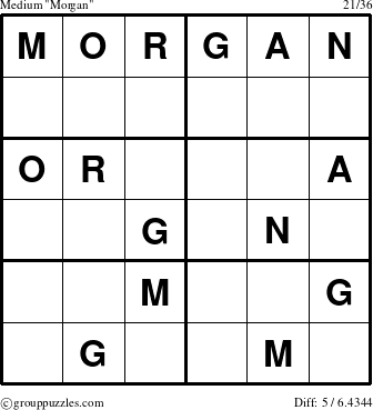 The grouppuzzles.com Medium Morgan puzzle for 