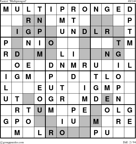 The grouppuzzles.com Easiest Multipronged puzzle for 