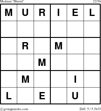 The grouppuzzles.com Medium Muriel puzzle for 