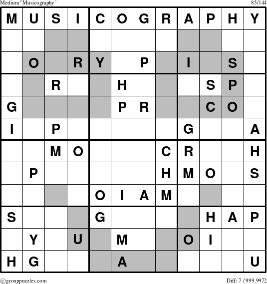 The grouppuzzles.com Medium Musicography puzzle for 