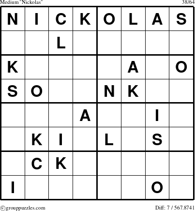 The grouppuzzles.com Medium Nickolas puzzle for 