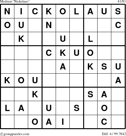 The grouppuzzles.com Medium Nickolaus puzzle for 