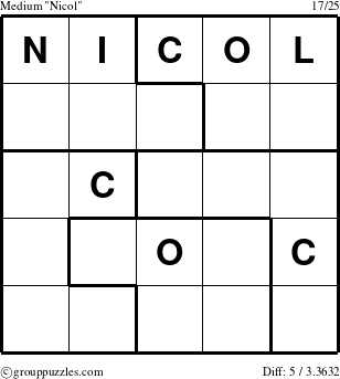 The grouppuzzles.com Medium Nicol puzzle for 