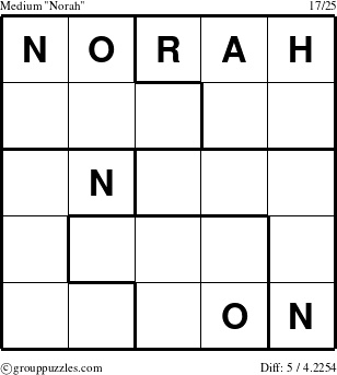 The grouppuzzles.com Medium Norah puzzle for 