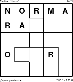 The grouppuzzles.com Medium Norma puzzle for 