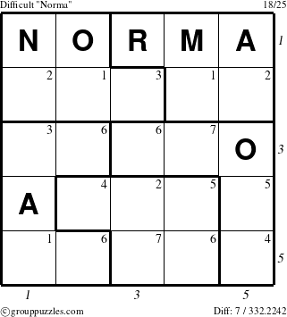 The grouppuzzles.com Difficult Norma puzzle for , suitable for printing, with all 7 steps marked