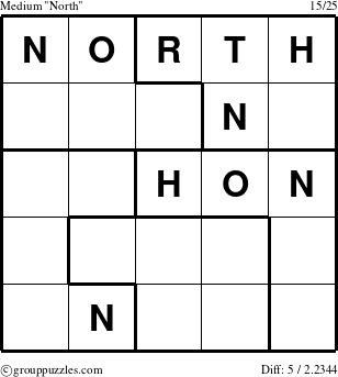 The grouppuzzles.com Medium North puzzle for 