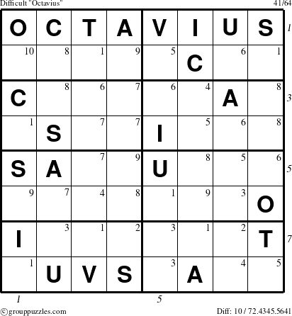 The grouppuzzles.com Difficult Octavius puzzle for , suitable for printing, with all 10 steps marked