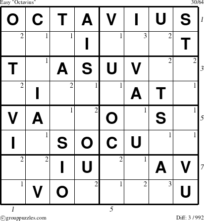 The grouppuzzles.com Easy Octavius puzzle for  with all 3 steps marked