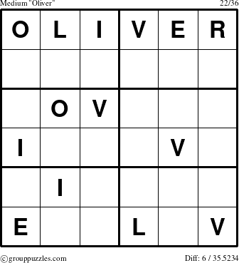 The grouppuzzles.com Medium Oliver puzzle for 