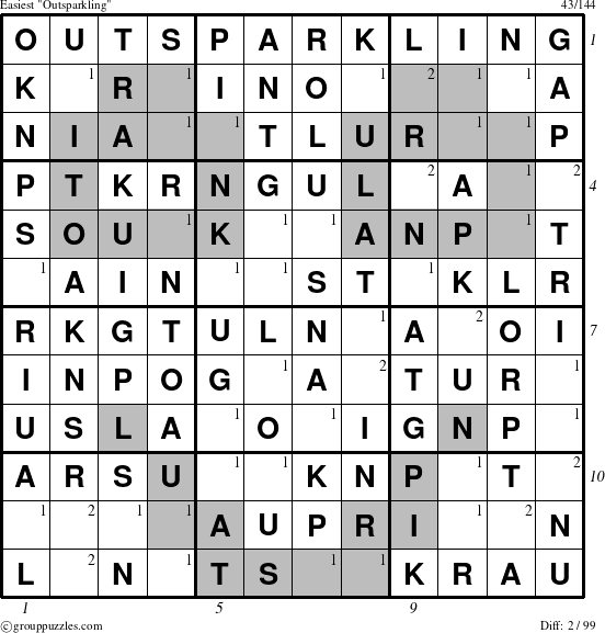 The grouppuzzles.com Easiest Outsparkling puzzle for , suitable for printing, with all 2 steps marked