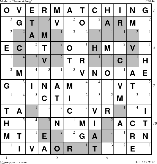 The grouppuzzles.com Medium Overmatching puzzle for , suitable for printing, with all 5 steps marked