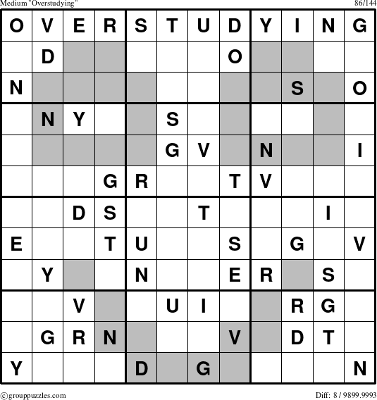 The grouppuzzles.com Medium Overstudying puzzle for 