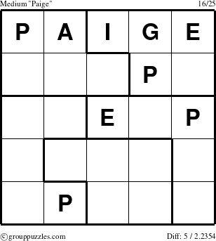 The grouppuzzles.com Medium Paige puzzle for 