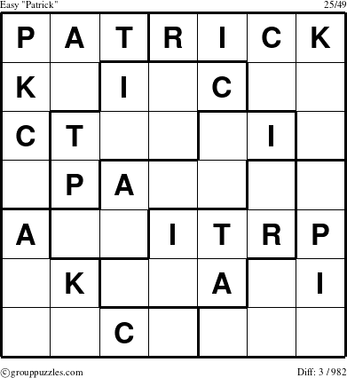 The grouppuzzles.com Easy Patrick puzzle for 