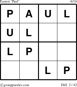 The grouppuzzles.com Easiest Paul puzzle for 