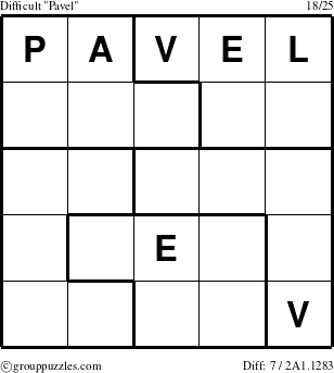 The grouppuzzles.com Difficult Pavel puzzle for 