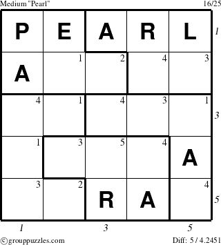 The grouppuzzles.com Medium Pearl puzzle for  with all 5 steps marked