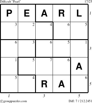 The grouppuzzles.com Difficult Pearl puzzle for , suitable for printing, with all 7 steps marked