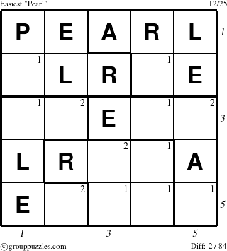 The grouppuzzles.com Easiest Pearl puzzle for  with all 2 steps marked