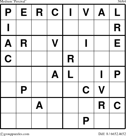 The grouppuzzles.com Medium Percival puzzle for 