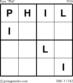 The grouppuzzles.com Easy Phil puzzle for 