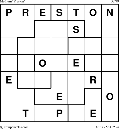 The grouppuzzles.com Medium Preston puzzle for 