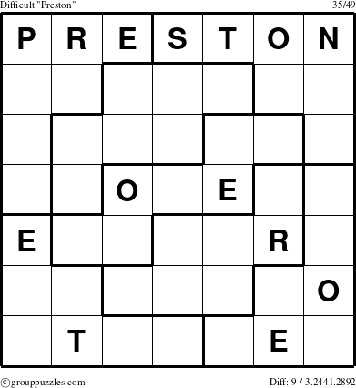 The grouppuzzles.com Difficult Preston puzzle for 