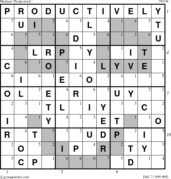 The grouppuzzles.com Medium Productively puzzle for , suitable for printing, with all 7 steps marked