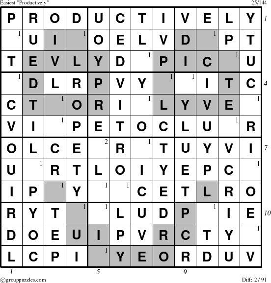 The grouppuzzles.com Easiest Productively puzzle for , suitable for printing, with all 2 steps marked