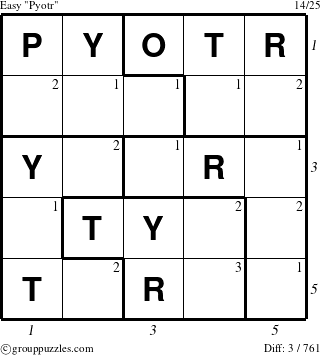 The grouppuzzles.com Easy Pyotr puzzle for  with all 3 steps marked