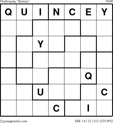 The grouppuzzles.com Challenging Quincey puzzle for 